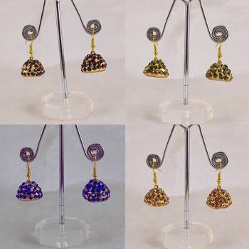 Size-1 inch multi stone stud lakh jhumki combo 1