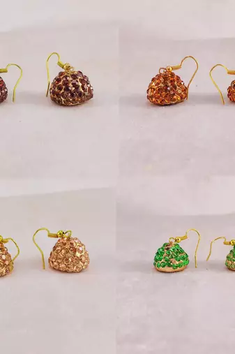 Size-1 inch multi stone stud lakh jhumki combo