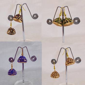 Size-1 inch multi stone stud lakh jhumki combo 2