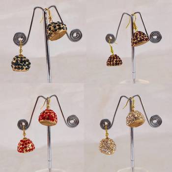 Size-1 inch multi stone stud lakh jhumki combo 2