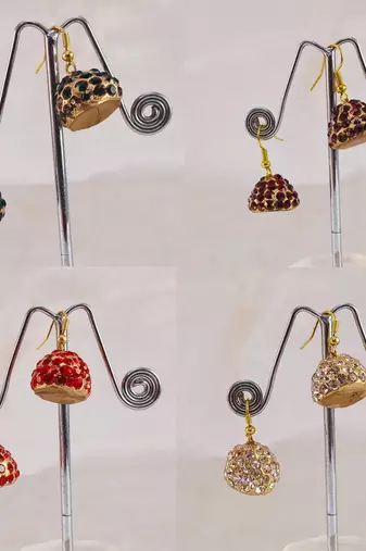 Size-1 inch multi stone stud lakh jhumki combo