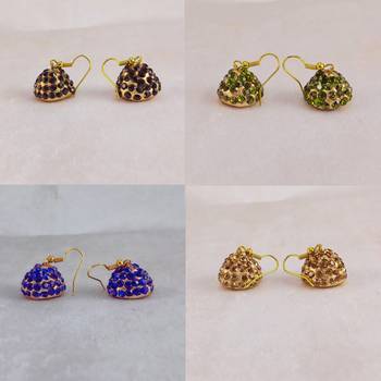 Size-1 inch multi stone stud lakh jhumki combo 3