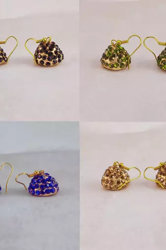 Size-1 inch multi stone stud lakh jhumki combo
