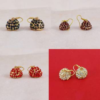Size-1 inch multi stone stud lakh jhumki combo 3