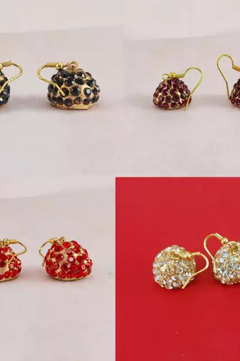 Size-1 inch multi stone stud lakh jhumki combo