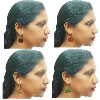 Size-1 inch multi stone stud lakh jhumki combo 5