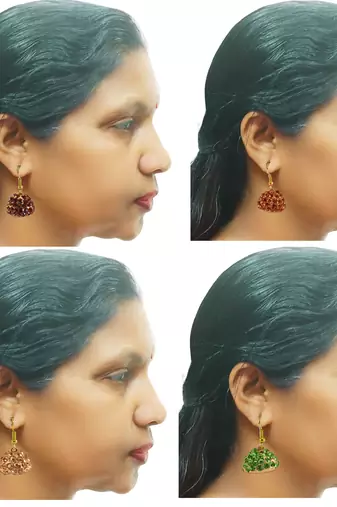 Size-1 inch multi stone stud lakh jhumki combo