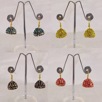Size-1 inch multi stone stud lakh jhumki combo 1