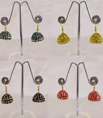 Size-1 inch multi stone stud lakh jhumki combo