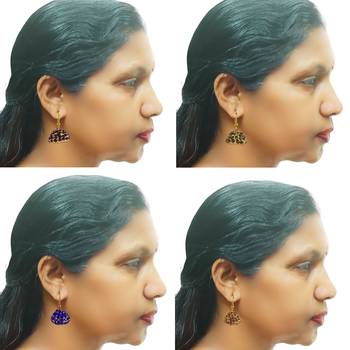 Size-1 inch multi stone stud lakh jhumki combo 5