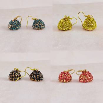 Size-1 inch multi stone stud lakh jhumki combo 3