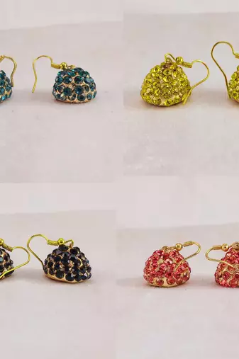 Size-1 inch multi stone stud lakh jhumki combo