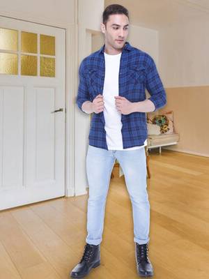 Men's slim fit cotton casual shirt  | men's checkered shirt 3