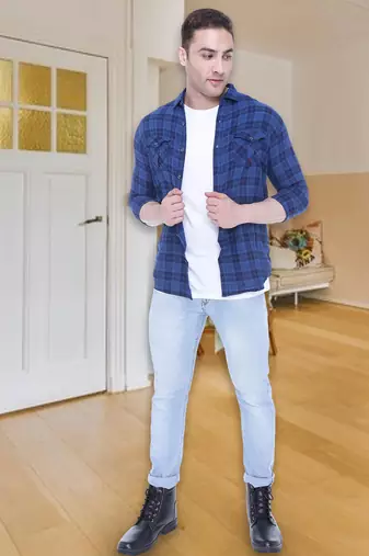 Men's slim fit cotton casual shirt  | men's checkered shirt
