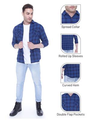 Men's slim fit cotton casual shirt  | men's checkered shirt 5
