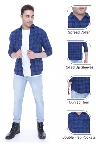 Men's slim fit cotton casual shirt  | men's checkered shirt