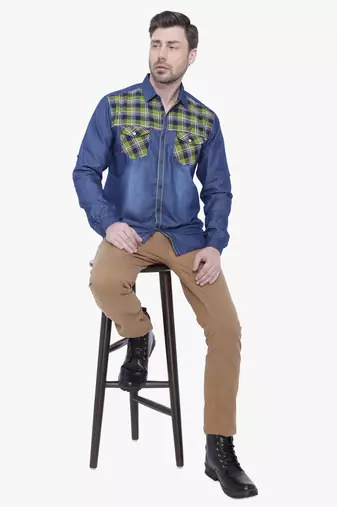 Men's denim casual checks shirt | checks shirt for men