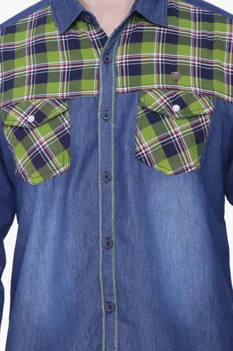 Men's denim casual checks shirt | checks shirt for men