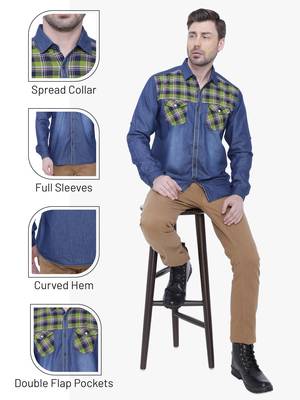Men's denim casual checks shirt | checks shirt for men 5