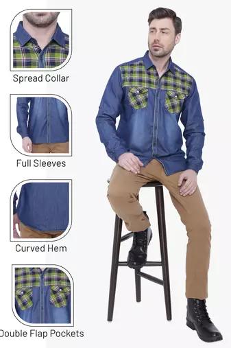 Men's denim casual checks shirt | checks shirt for men