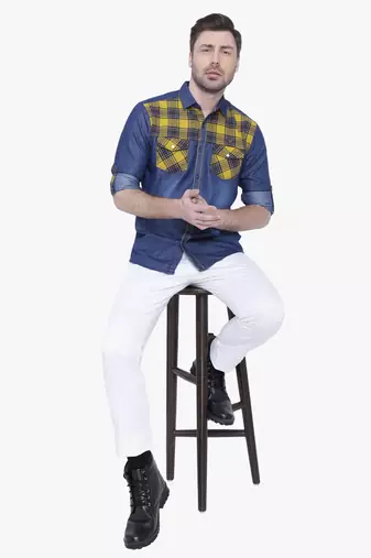 Men's denim casual checks shirt | checks shirt for men
