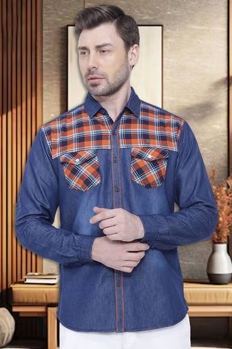 Men's denim casual checks shirt | checks shirt for men