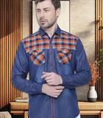 Men's denim casual checks shirt | checks shirt for men
