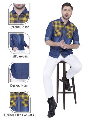 Men's denim casual checks shirt | checks shirt for men 5