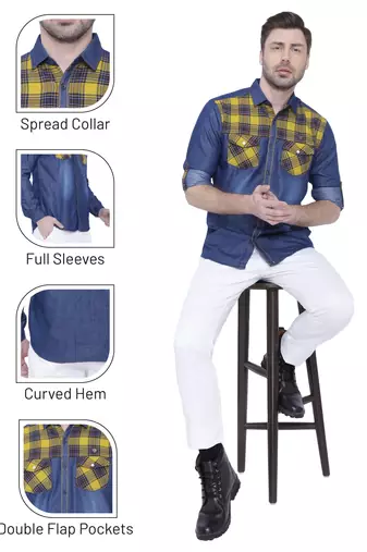 Men's denim casual checks shirt | checks shirt for men