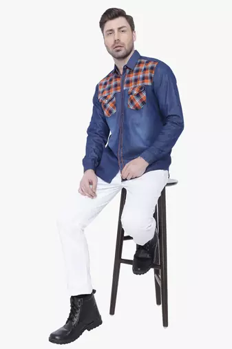 Men's denim casual checks shirt | checks shirt for men