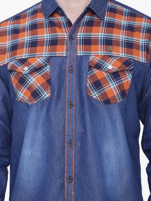 Men's denim casual checks shirt | checks shirt for men 4