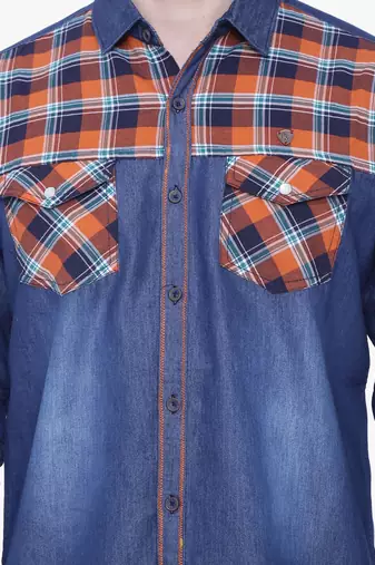 Men's denim casual checks shirt | checks shirt for men