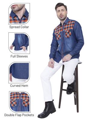 Men's denim casual checks shirt | checks shirt for men 5