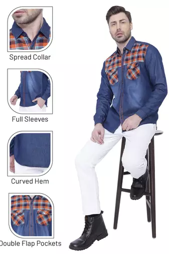 Men's denim casual checks shirt | checks shirt for men