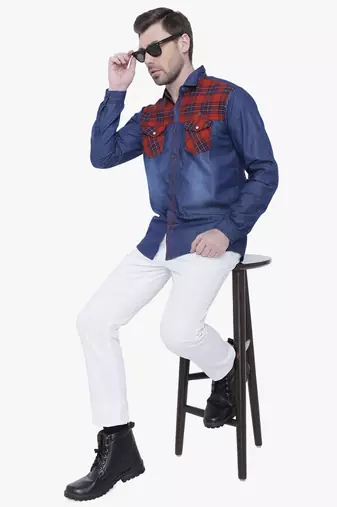 Men's denim casual checks shirt | checks shirt for men