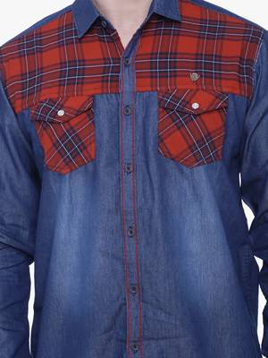 Men's denim casual checks shirt | checks shirt for men 4