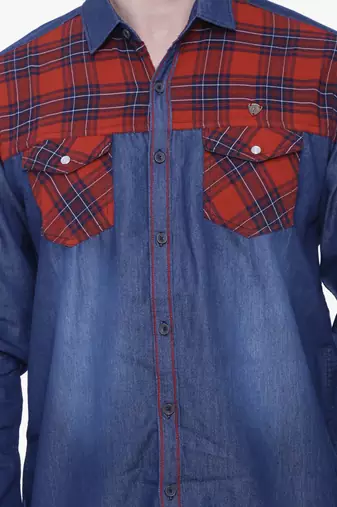 Men's denim casual checks shirt | checks shirt for men