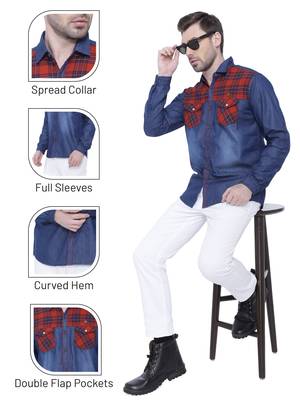 Men's denim casual checks shirt | checks shirt for men 5