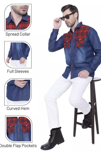 Men's denim casual checks shirt | checks shirt for men