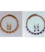 Size-free brass multi stone stud hasli combo