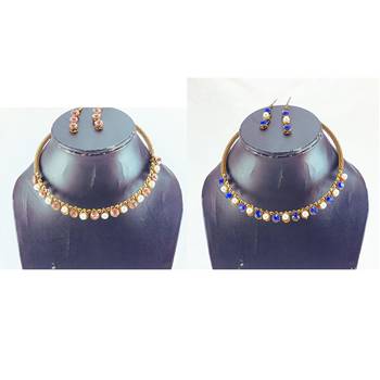 Size-free brass multi stone stud hasli combo 3