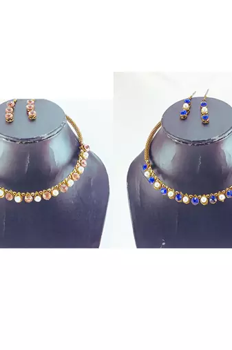 Size-free brass multi stone stud hasli combo
