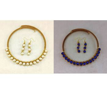 Size-free brass multi stone stud hasli combo 1