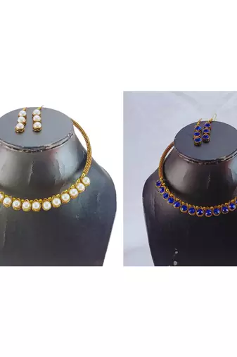 Size-free brass multi stone stud hasli combo