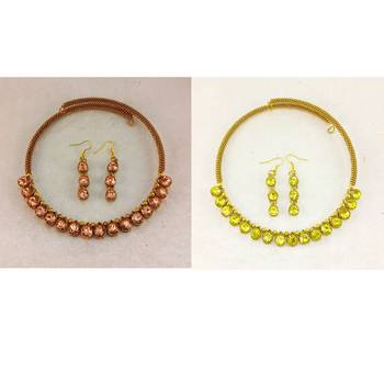 Size-free brass multi stone stud hasli combo 1