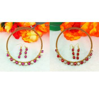 Size-free brass multi stone stud hasli combo 2