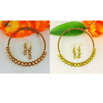 Size-free brass multi stone stud hasli combo 2