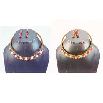Size-free brass multi stone stud hasli combo 3