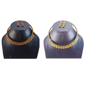 Size-free brass multi stone stud hasli combo 3