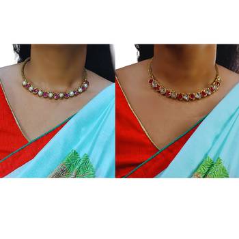 Size-free brass multi stone stud hasli combo 4